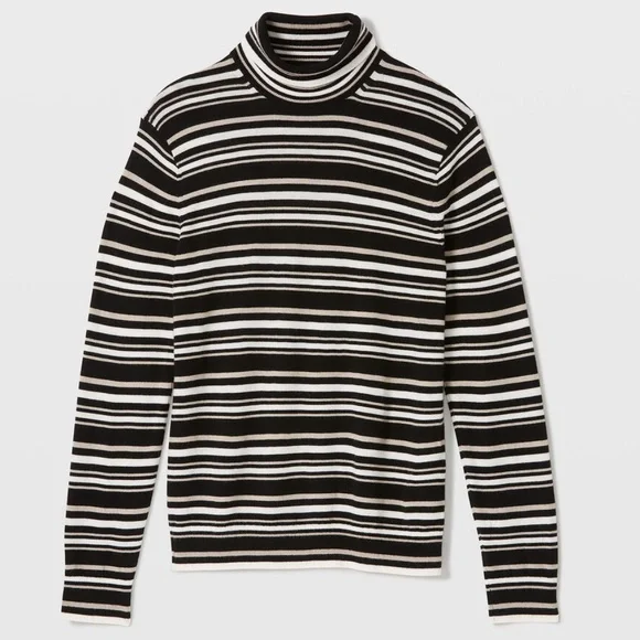 Stripe Merino Wool Turtleneck - Brand New - NEVER WORN - Black Multi